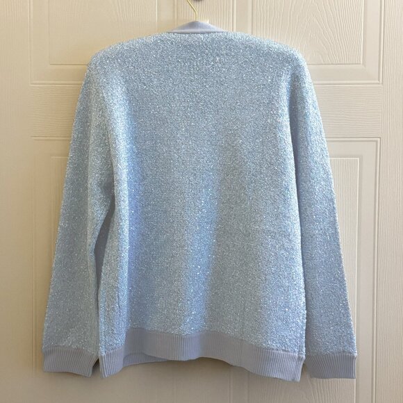 Damon's & Draper's Light Blue Sequin Tweed Cardigan Size L - Picture 2 of 4